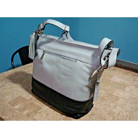 Wilsons Leather Kate & Mallory Leather Shopper Tote Handbag Gray Black NWT RARE - Picture 7 of 9